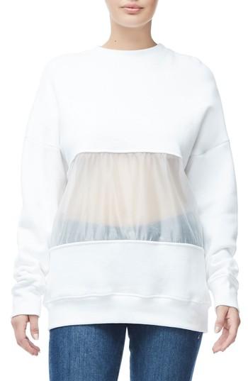 Women's Good American Mixed Media Oversize Sweatshirt - White