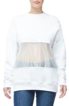 Women's Good American Mixed Media Oversize Sweatshirt - White