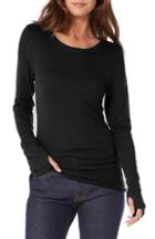 Women's Michael Stars Baby Thermal Tee, Size - Black