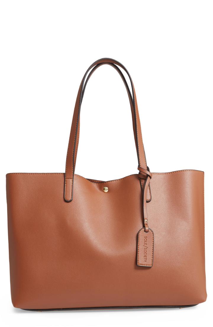 Sole Society Zeda Faux Leather Tote - Beige