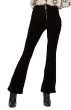 Women's Topshop Zip Flare Corduroy Pants Us (fits Like 0-2) - Black