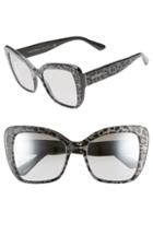 Women's Dolce & Gabbana 54mm Gradient Butterfly Sunglasses - Black Leopard Gradient Mirror