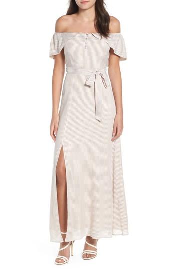Women's 4si3nna Off-shoulder Tie Waist Maxi Dress - Beige