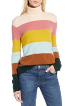 Women's Halogen X Atlantic-pacific Stripe Turtleneck Sweater, Size - Pink