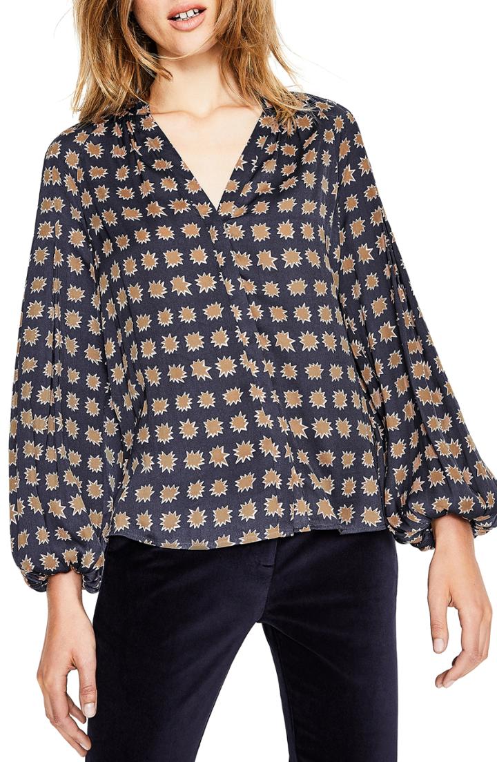 Women's L'agence Nina Print Silk Georgette Blouse - Blue