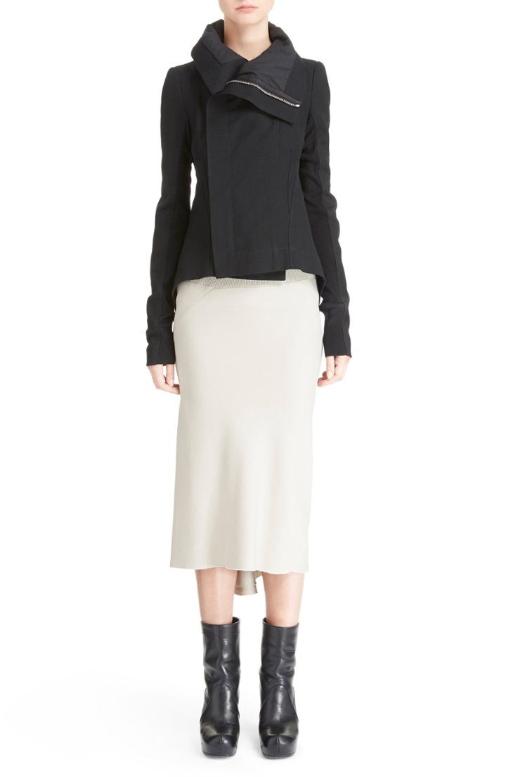 Women's Rick Owens Stretch Cotton Biker Jacket Us / 42 It - Black