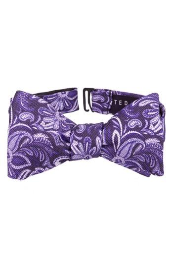Men's Ted Baker London Fantastic Paisley Silk Bow Tie, Size - Purple