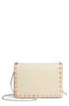 Women's Valentino Garavani Rockstud Leather Pouch Wallet On A Chain - Ivory