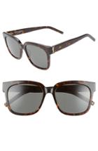 Women's Saint Laurent 54mm Square Sunglasses - Dark Havana/ Grey