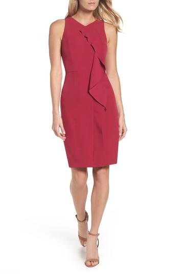 Women's Adrianna Papell Stretch Crepe V-neck Sheath - Pink