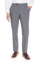 Men's H Flat Front Houndstooth Cotton Trousers R - Blue