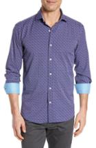 Men's Bugatchi Shaped Fit Scatter Dot Wrinkle Resistant Sport Shirt - Blue