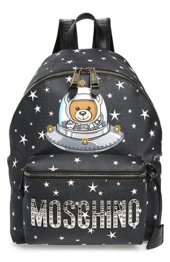 Moschino Ufo Teddy Bear Faux Leather Backpack - Black