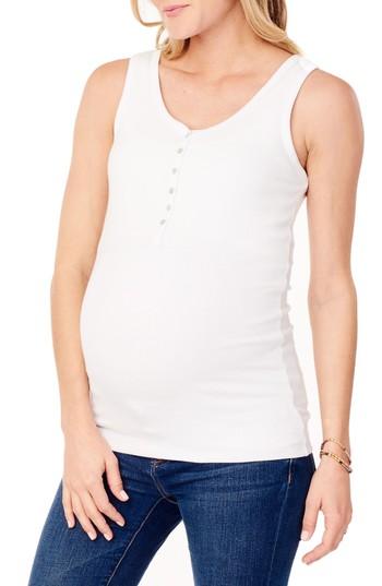 Women's Ingrid & Isabel Ribbed Maternity/nursing Henley Tank - White