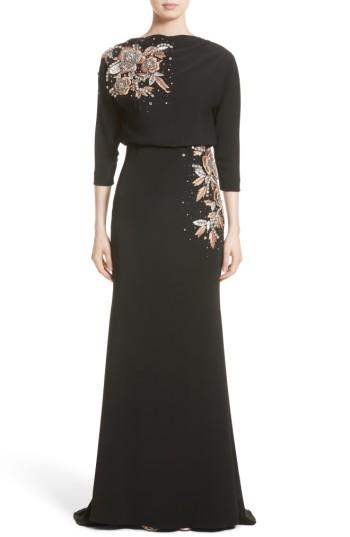 Women's Badgley Mishcka Couture Embellished Blouson Gown