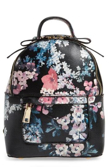 Bp. Mini Floral Faux Leather Mini Backpack - Black