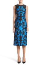 Women's Oscar De La Renta Matelasse Floral Jacquard Dress - Blue