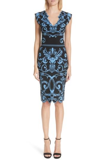 Women's Versace Scroll Pattern Body-con Dress Us / 50 It - Blue
