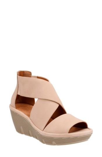 Women's Clarks Clarene Glamor Wedge Sandal .5 W - Beige