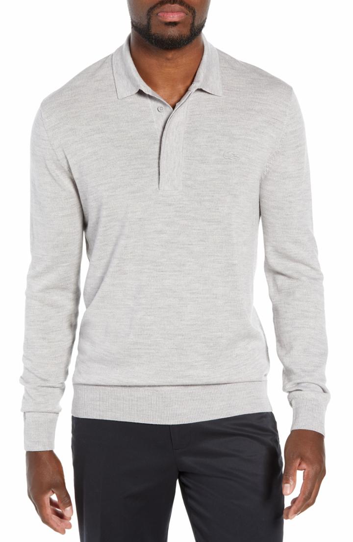 Men's Lacoste Nouvelle Fit Polo Sweater, Size 3(s) - Grey