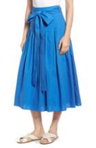 Women's J.crew Pleat Cotton Poplin Midi Skirt - Brown