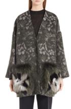 Women's Fendi Floral Jacket With Genuine Fox Fur Pockets