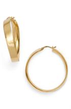 Women's Argento Vivo Gold Twisted Flat Edge Hoop Earrings