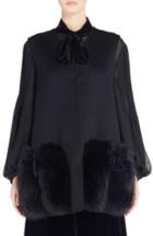 Women's Fendi Wool Vest With Genuine Fox Fur Trim Us / 40 It - Black