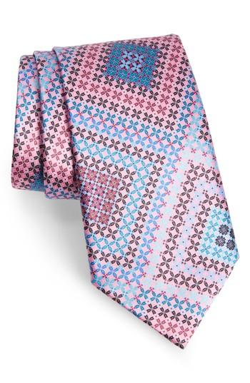 Men's Ermenegildo Zegna Quindici + Quindici Medallion Silk Tie, Size - Pink