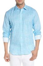 Men's Bugatchi Shaped Fit Basket Weave Print Sport Shirt - Blue