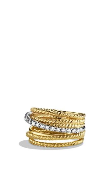 Women's David Yurman 'dy Crossover' Ring With Diamonds In Gold