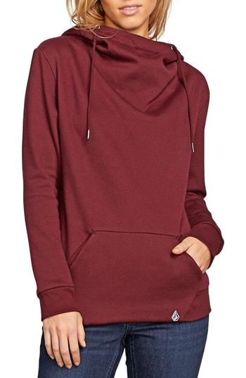 Women's Volcom Walk On By Funnel Neck Hoodie - Burgundy