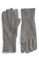 Women's Halogen Rib Knit Cashmere Gloves, Size - Grey