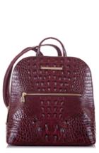 Brahmin Felicity Croc Embossed Leather Backpack - Burgundy