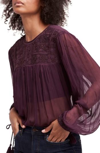 Women's Free People Retro Sheer Blouse - Purple