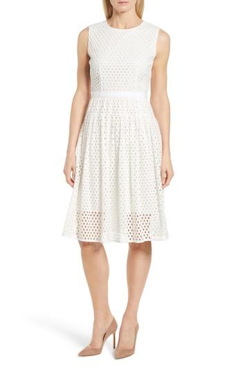 Women's Boss Dafalia Cotton Eyelet Dress - White