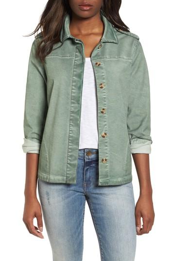 Women's Dear John Denim Shoulder Tab Button Up Jacket - Green