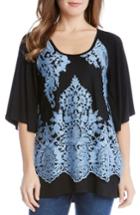 Women's Karen Kane Lace Overlay Split Sleeve Top - Blue