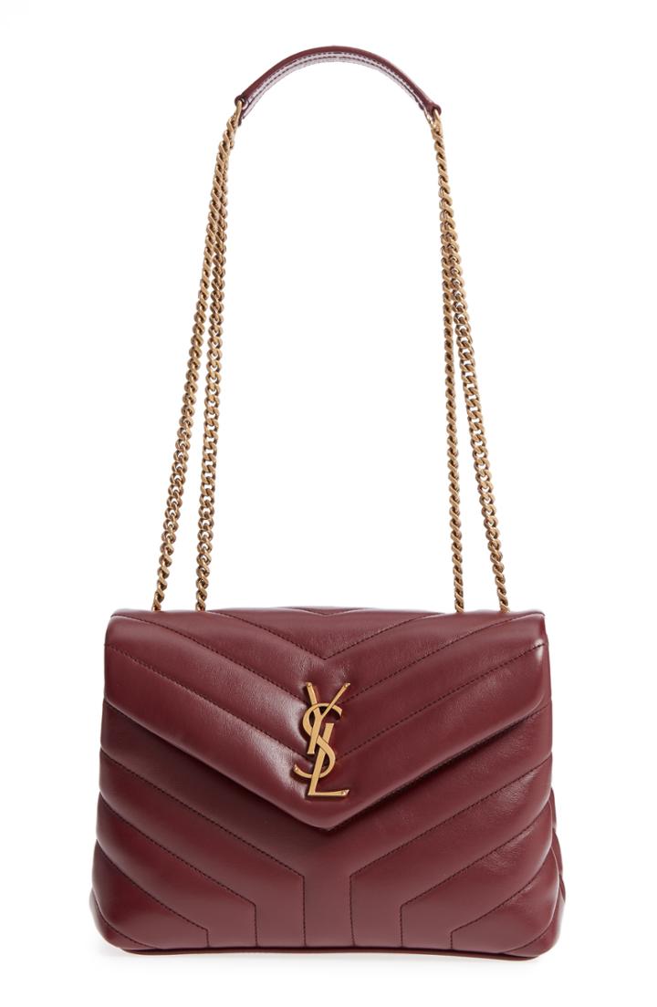 Saint Laurent Small Loulou Leather Shoulder Bag - Burgundy