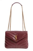 Saint Laurent Small Loulou Leather Shoulder Bag - Burgundy