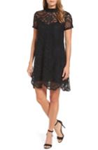 Women's Press A-line Lace Dress - Black