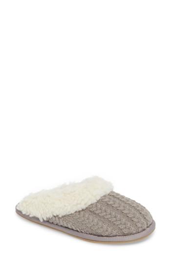 Women's Patricia Green Celia Cable Knit Slipper M - Grey