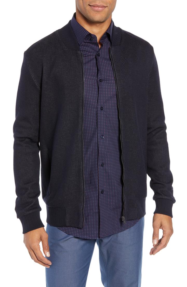 Men's Boss Salea Slim Fit Sweatshirt Jacket - Blue