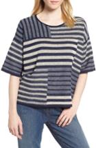 Women's Eileen Fisher Mixed Stripe Organic Linen Top - Blue