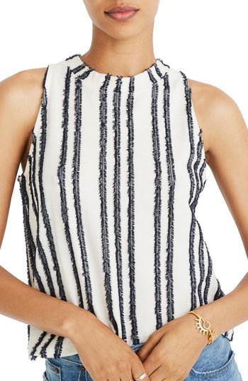 Women's Madewell Texture & Thread Mock Neck Swing Top - Ivory