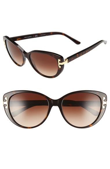 Women's Tory Burch 56mm Cat Eye Sunglasses - Dark Tortoise