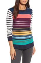 Petite Women's Halogen Colorblock Stripe Sweater, Size P - Blue