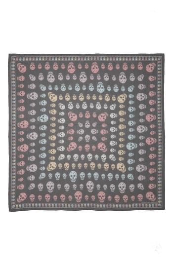 Women's Alexander Mcqueen Skull Print Chiffon Scarf, Size - Black