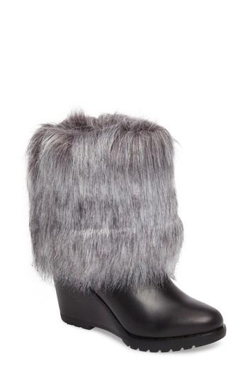 Women's Sorel Park City Faux Fur Wedge Bootie M - Black