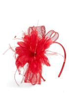 Women's Nordstrom Feather & Imitation Pearl Fascinator Headband - Red